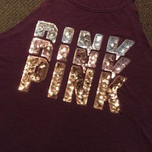 Medium PINK Maroon/gold ombré bling tank